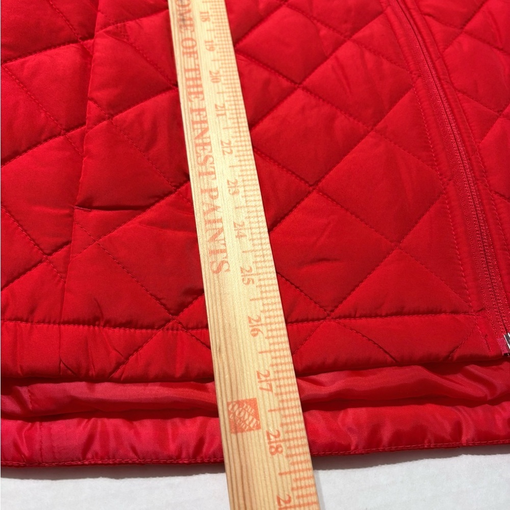Lands' End Women's Vibrant Red Diamond Quilted Vest Puffer Pockets Stand Collar - Picture 11 of 12